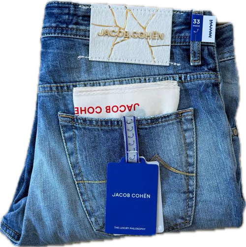 Jacob Cohën Scott - Storlek 33 (Ljusblå denim) (Ny) Sliten