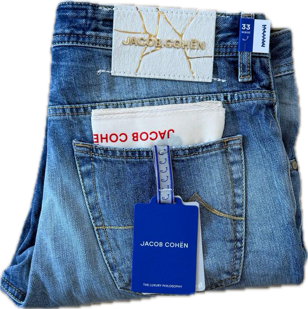 Jacob Cohën Scott - Size 33 (Light blue denim) (New) Distressed
